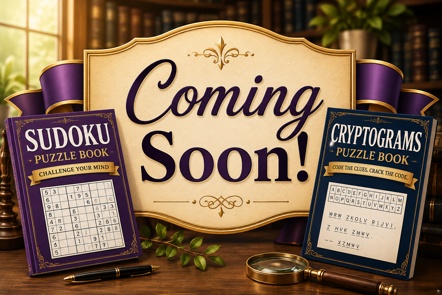 Coming Soon - Sudoku and Cryptogram puzzle books from Melrogin Creations