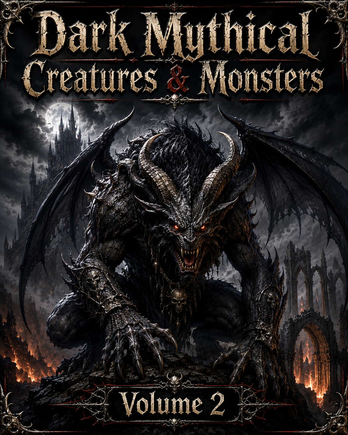 Dark Mythical Creatures and Monsters Volume 2 coloring book cover