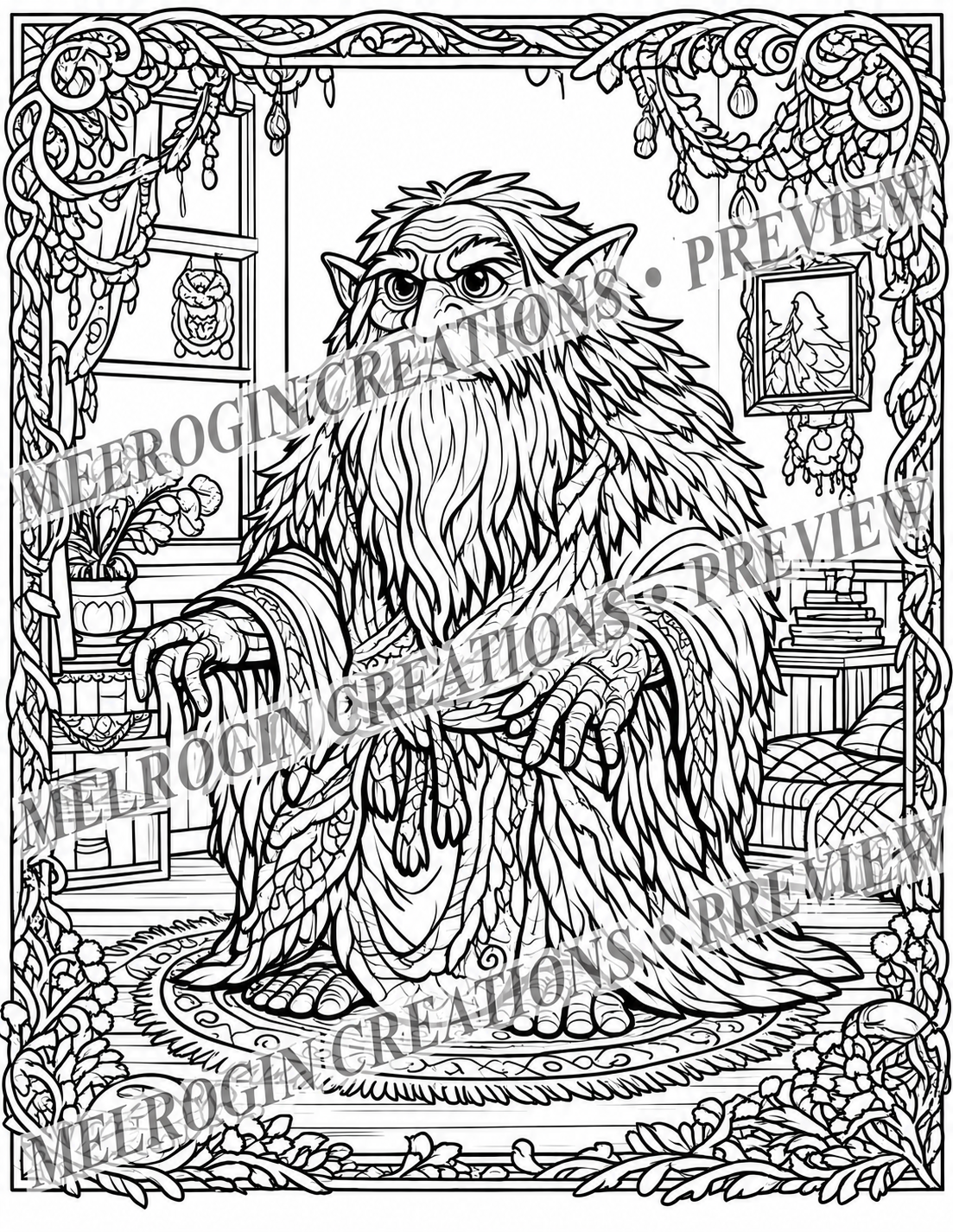 Interior coloring page preview from Enchanted Mythical Creatures Volume 2