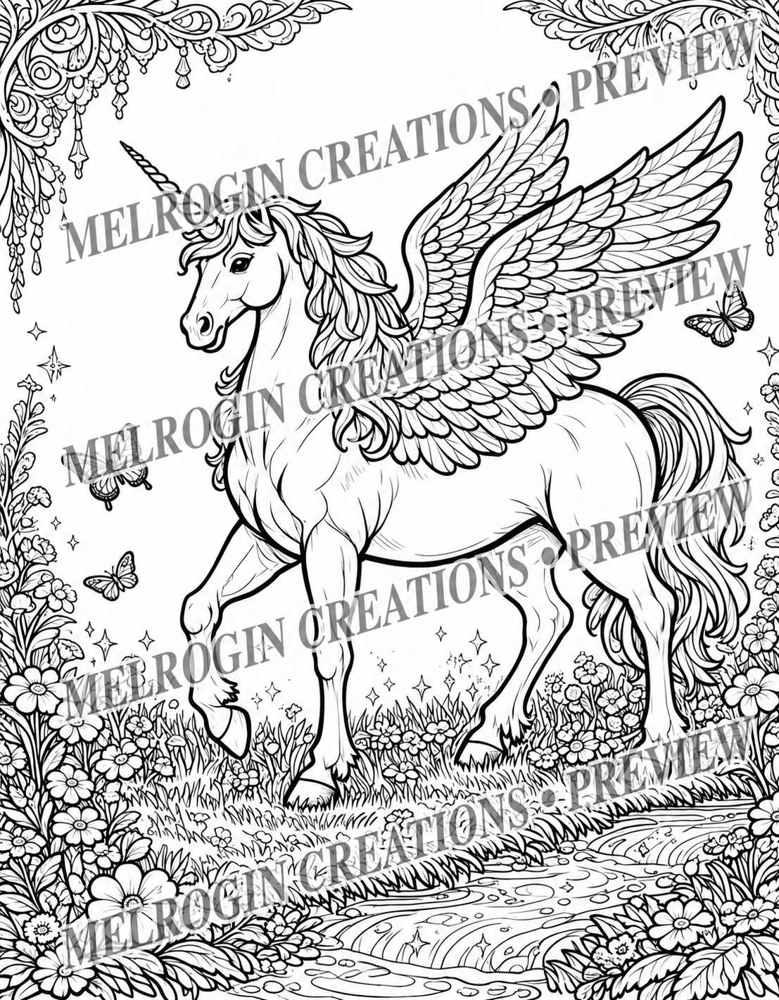 Interior coloring page preview from Enchanted Mythical Creatures Volume 3