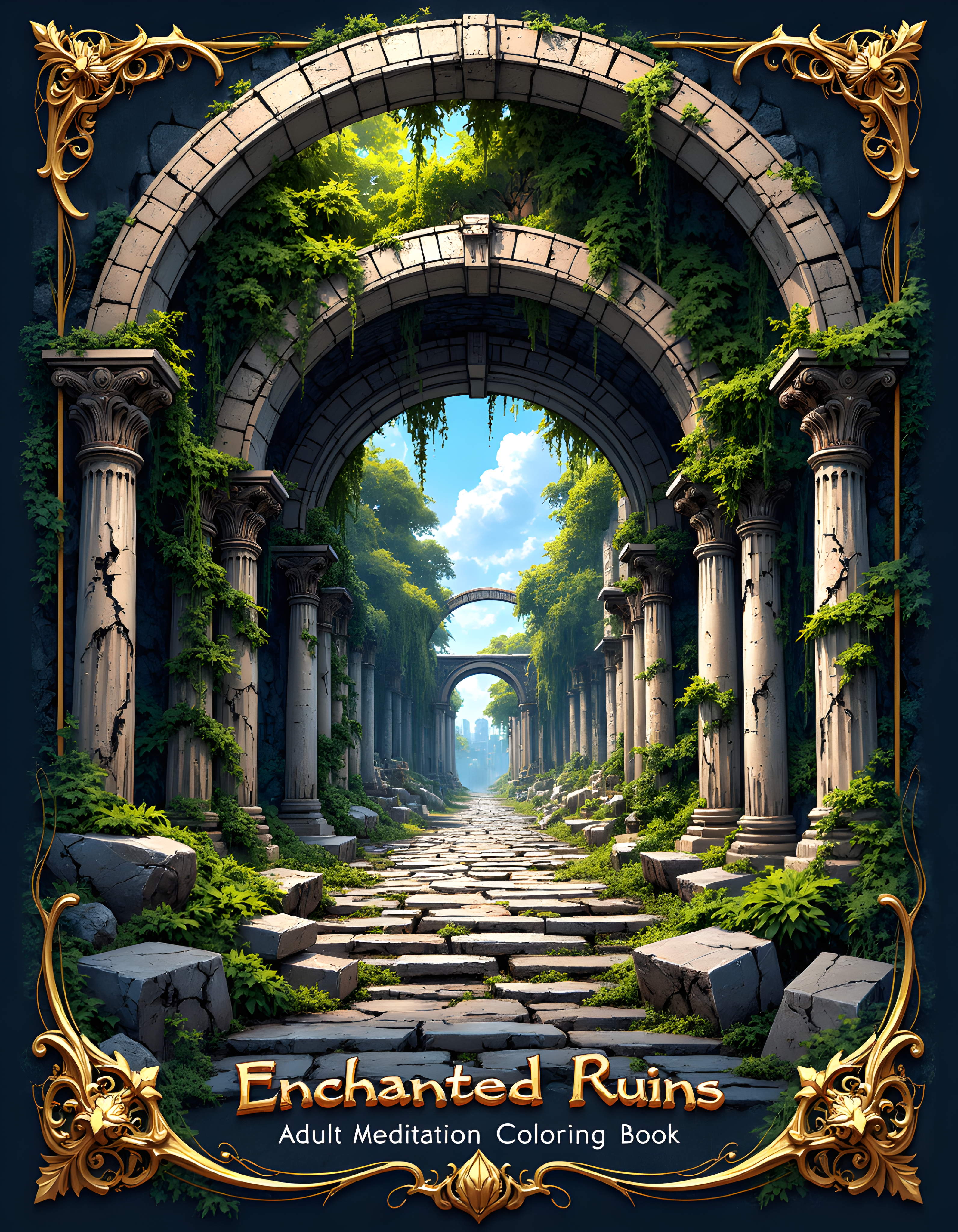 Enchanted Ruins coloring book cover