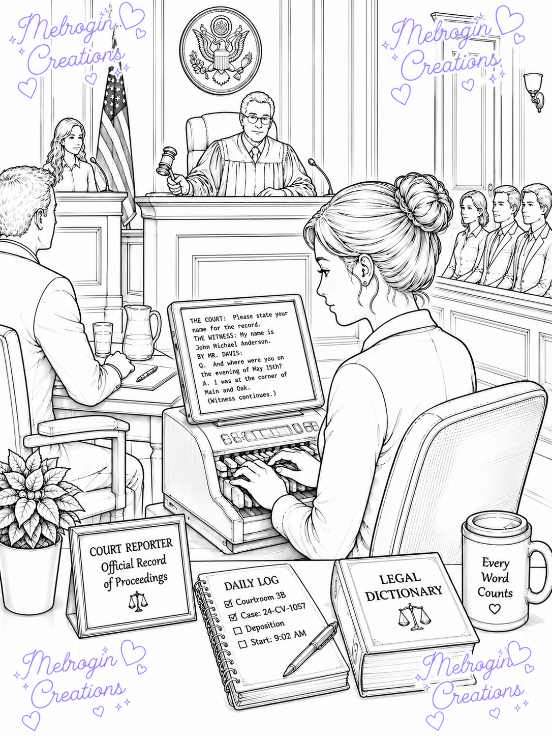 Second interior preview from Paralegal Coloring Book